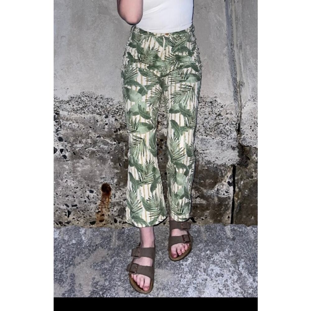 MuMu Blue Show Me Your MuMu Cropped Hawn trouser bamboo palm leaf, size 28